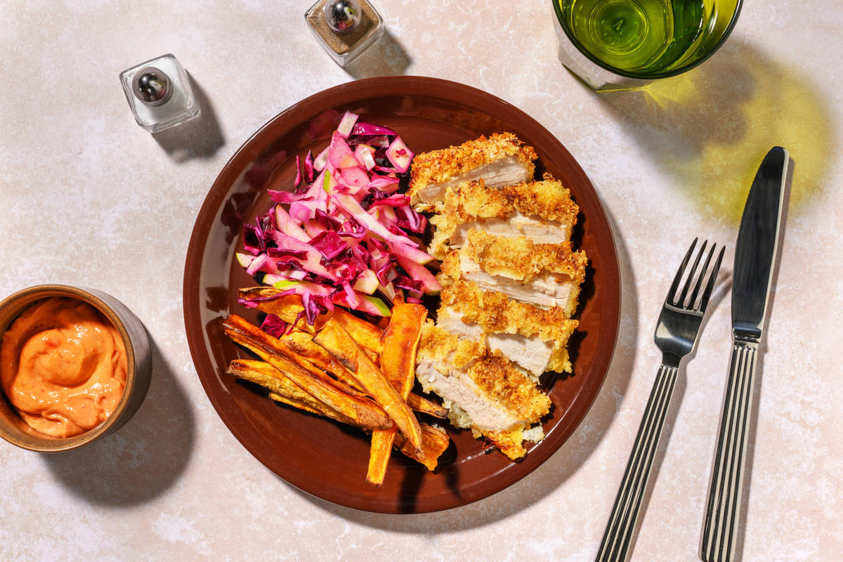 BBQ Crumbed Halloumi & Apple Slaw