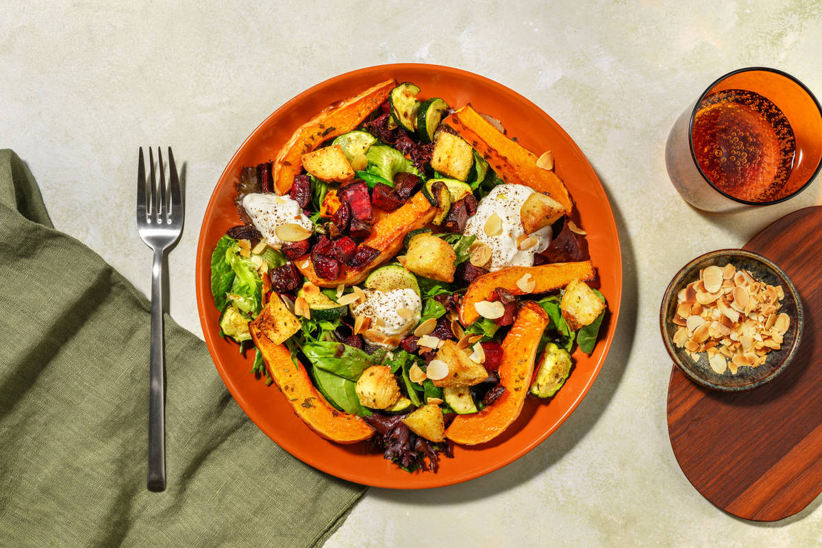 Garlicky Pumpkin Salad & Double Fetta Yoghurt