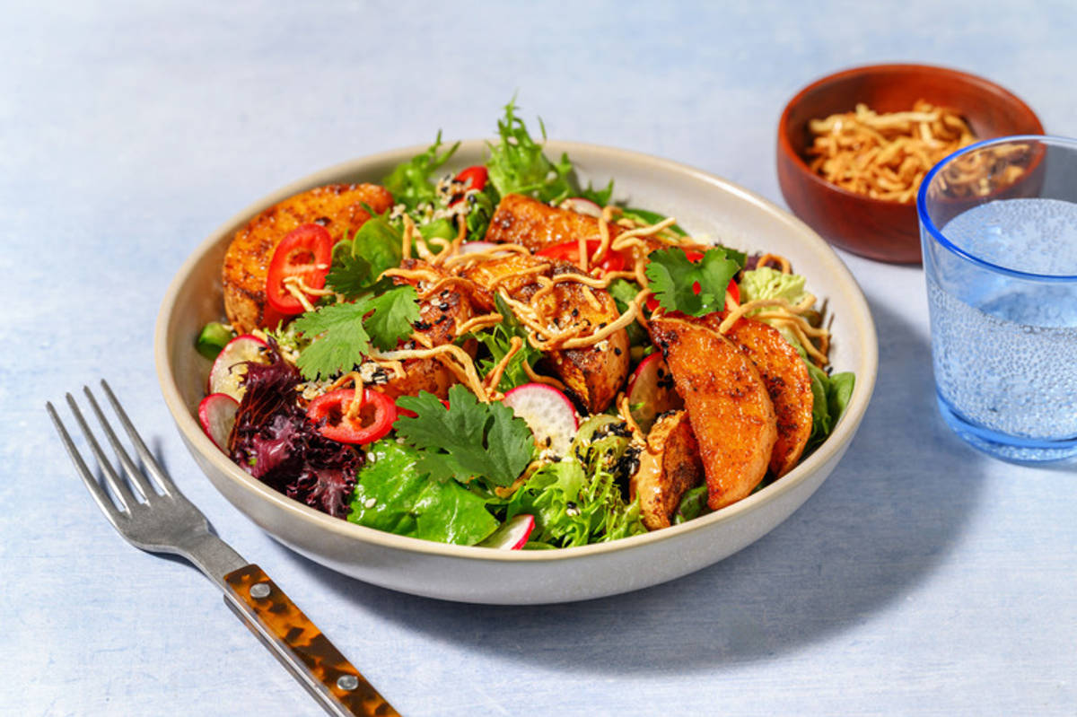 Asian BBQ Roast Pumpkin & Kimchi Salad