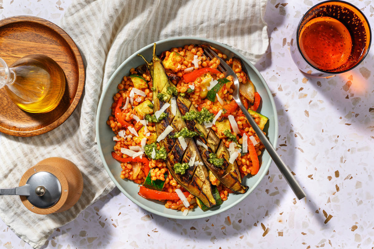 Roast Eggplant Ratatouille Pearl Couscous