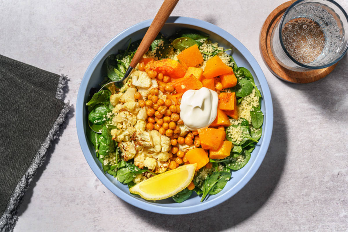 [Veg/Cal Smart] Chermoula Roast Chickpea & Cauliflower Bowl