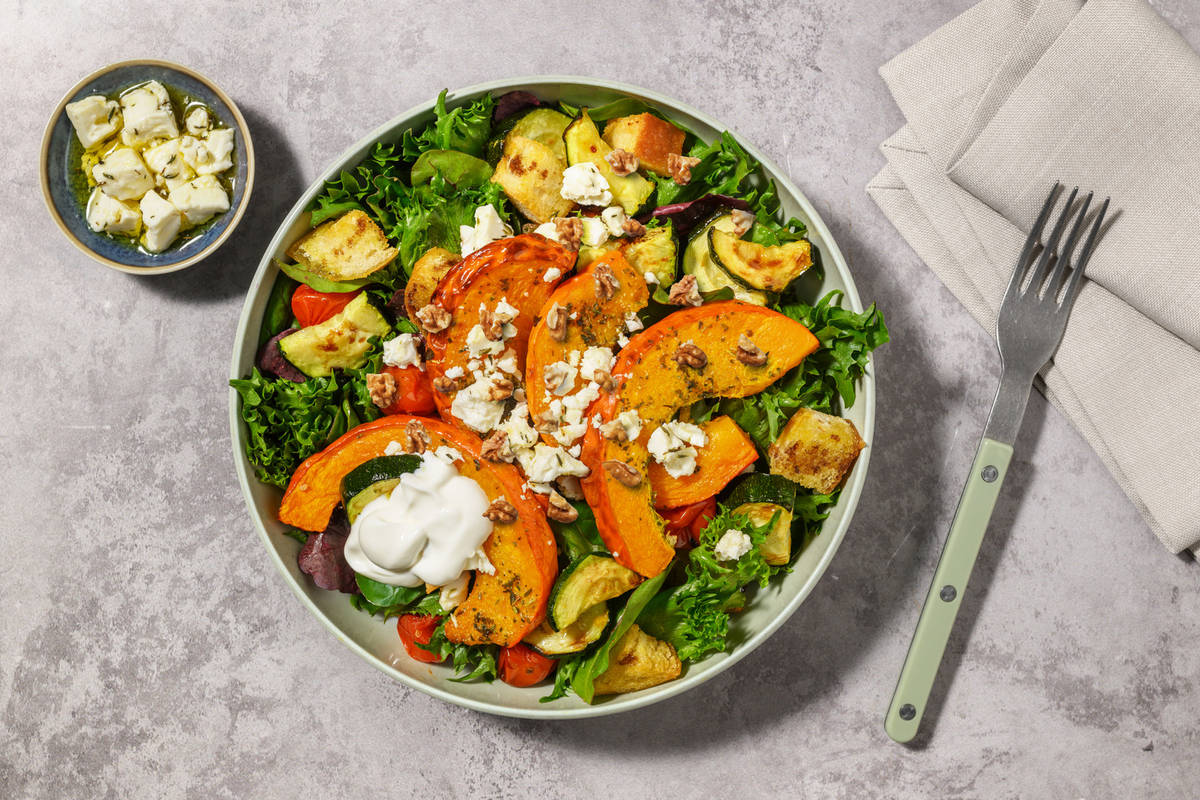 Garlicky Pumpkin & Goat Cheese Salad