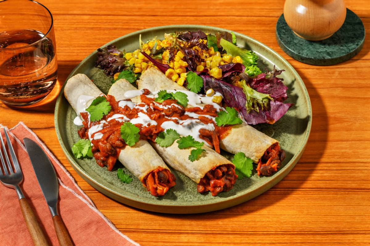 Kidney Bean Taquitos & Charred Corn Salsa