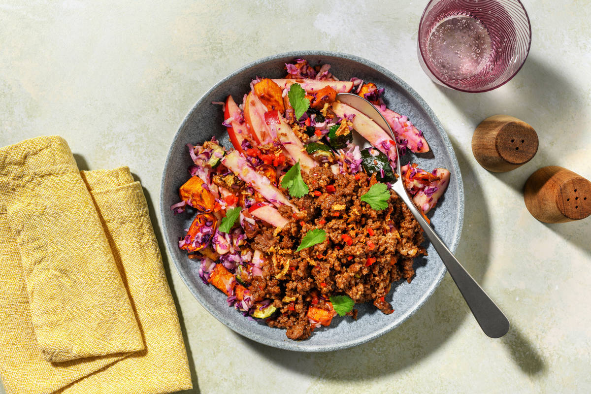 Double Thai-Style Beef & Loaded Cabbage Slaw