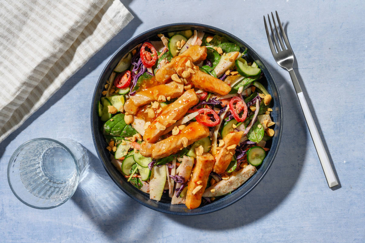Quick Double Sticky Sweet Chilli Pork Slaw Bowl