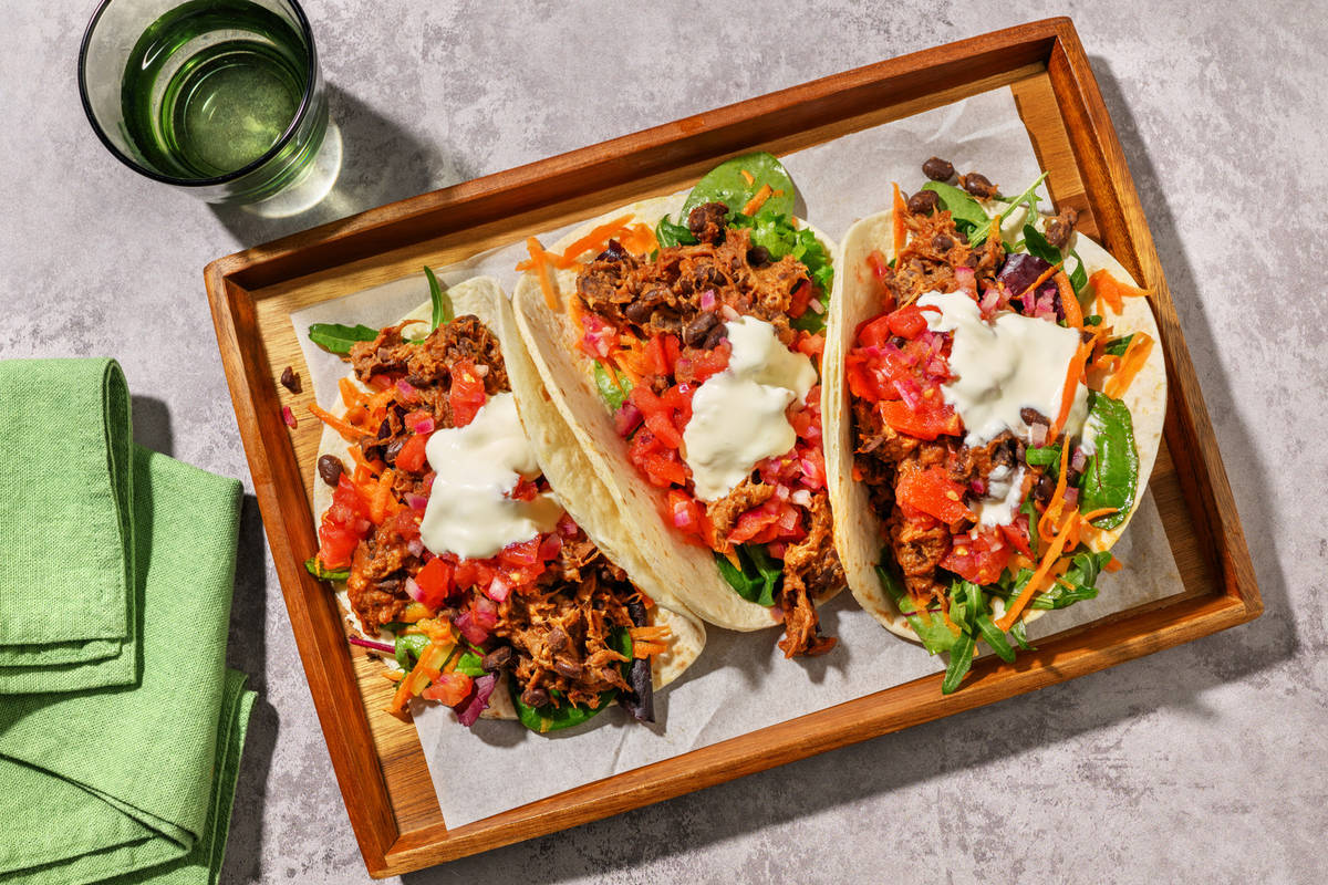 Plant-Based Mince & Refried Black Beans Tacos