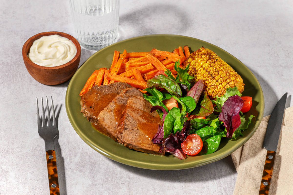 Double BBQ Slow-Cooked Beef Brisket & Spiced Corn