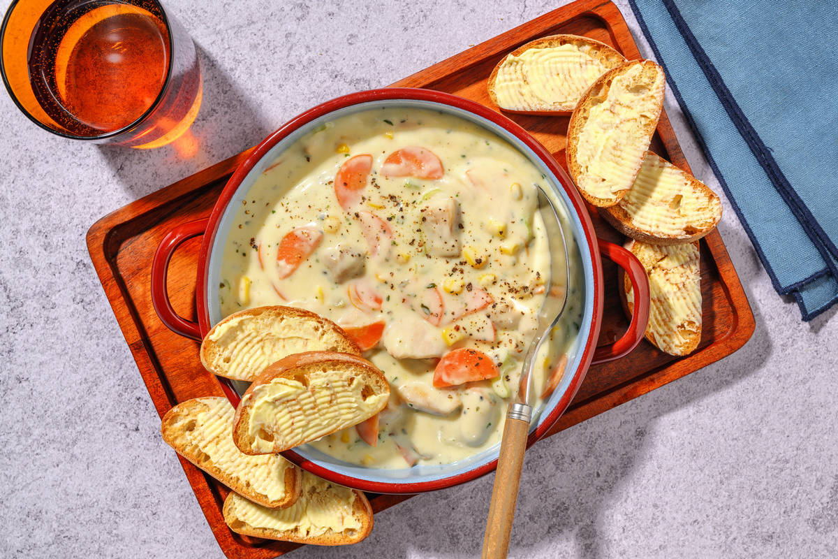 One-Pot Creamy Halloumi & Corn Soup