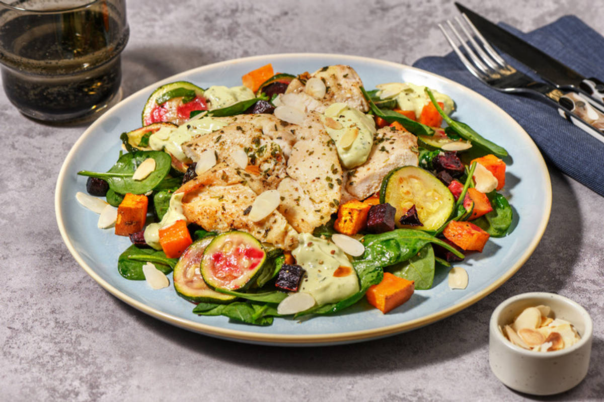 Baked Garlic-Herb Salmon & Beetroot Medley