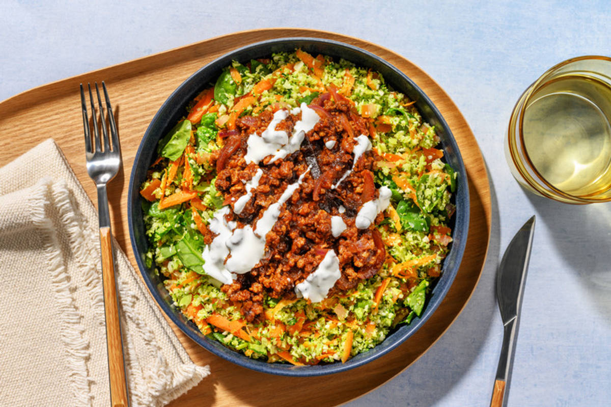 Chermoula Beef & Cauli-Broccoli Rice Toss