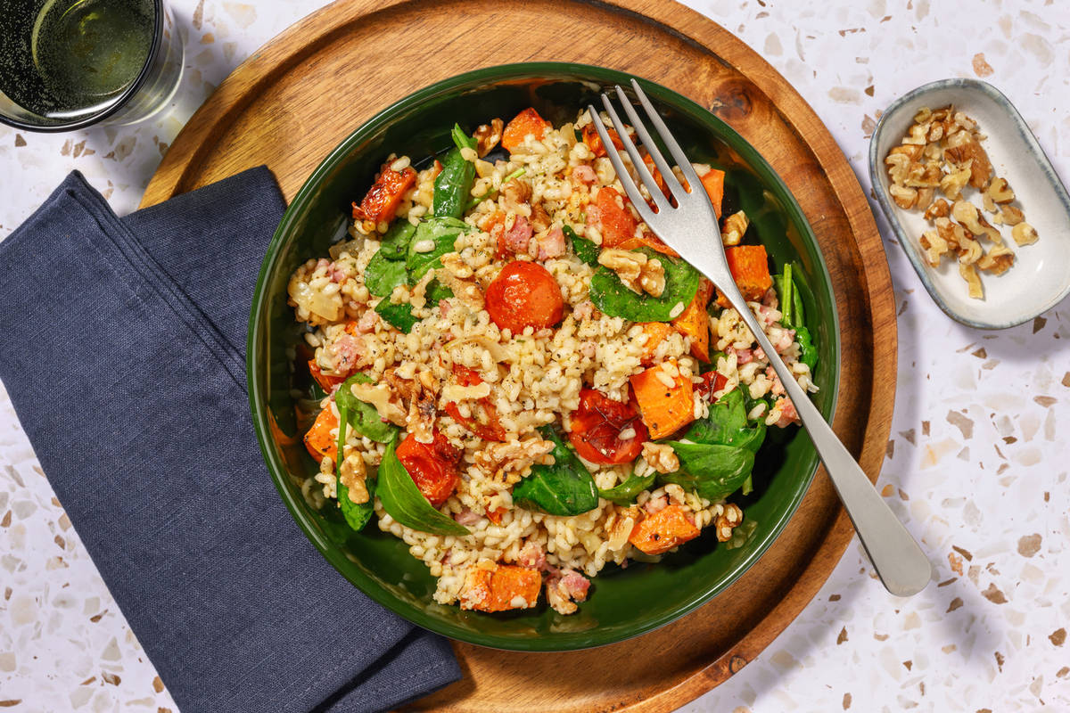 Garlicky Plant-Based Mince & Sweet Potato Risotto