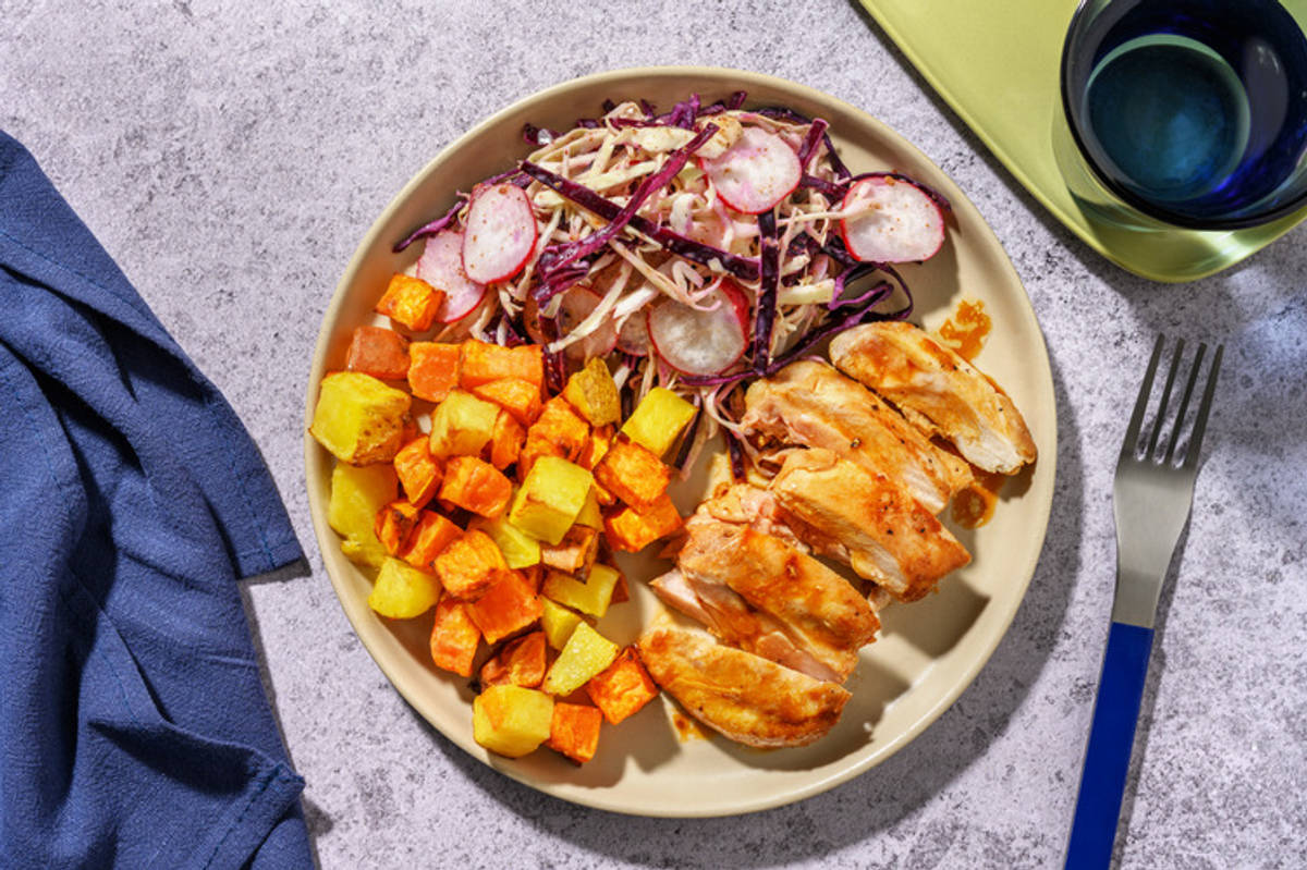 Double Baked Sweet-Soy Chicken & Root Veggies