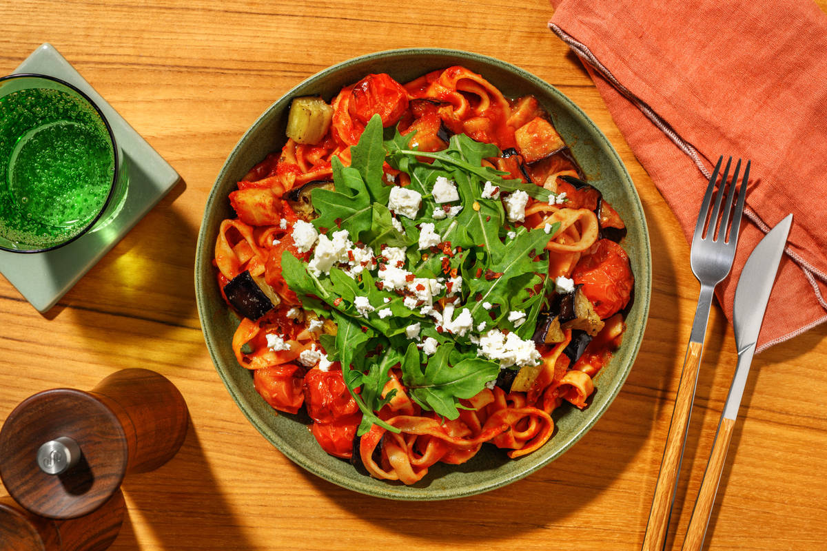 Sicilian-Style Eggplant & Fresh Fettuccine 
