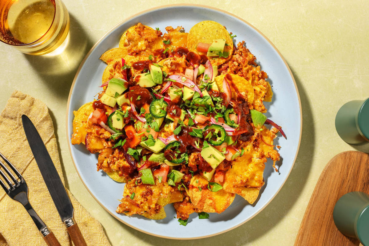 Cheesy and Picante Tex-Mex Tofu Nachos