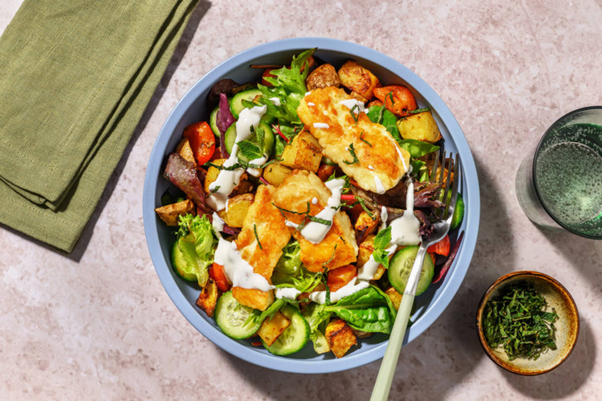 Double Honey Haloumi & Mumbai Potato Salad