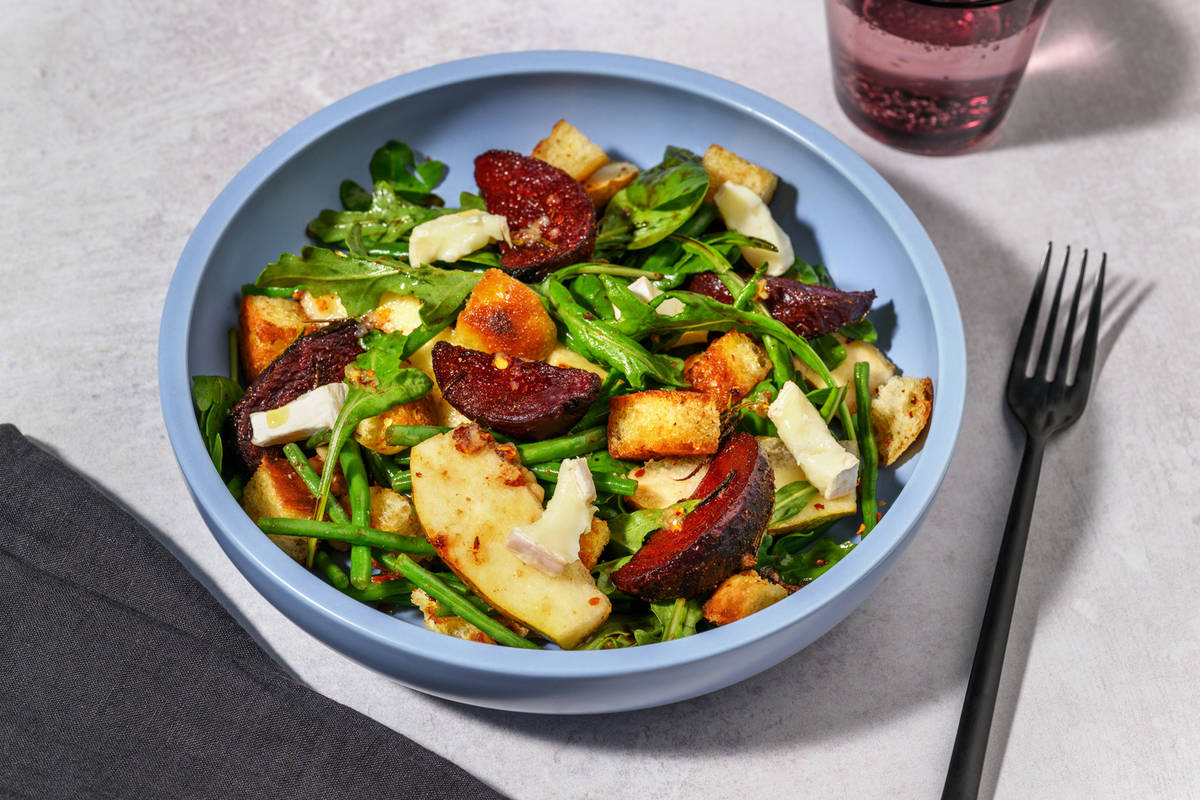 Warm Beetroot, Brie & Crouton Salad