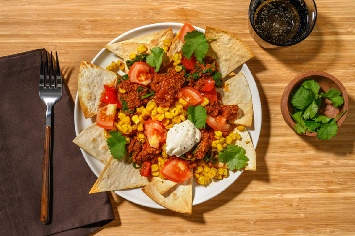 Fiery Plant-Based Mince Nachos