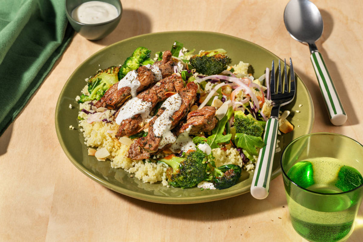 No Chop Mediterranean Beef Couscous Bowl