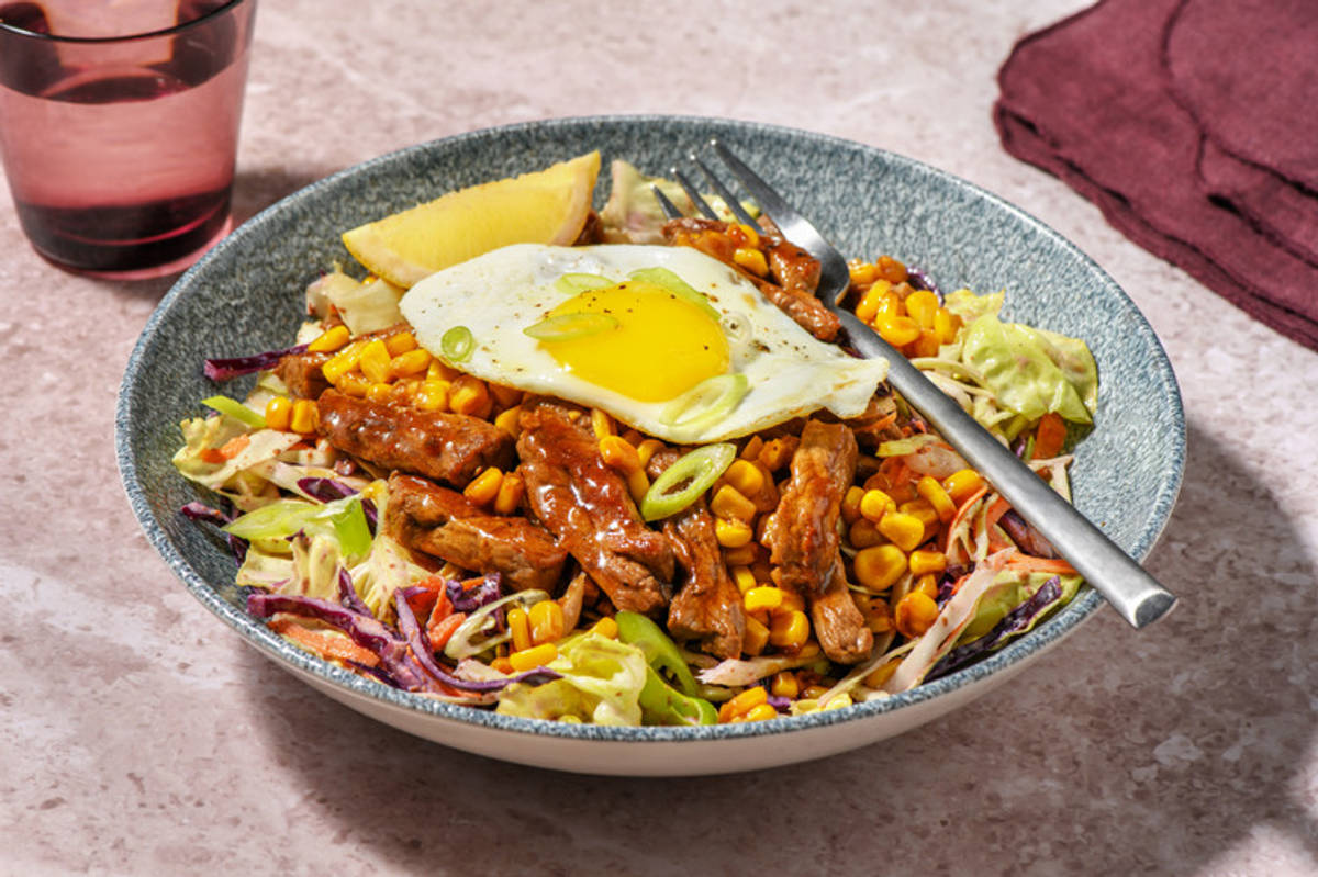 Express Double Korean Beef & Sesame-Corn Slaw 