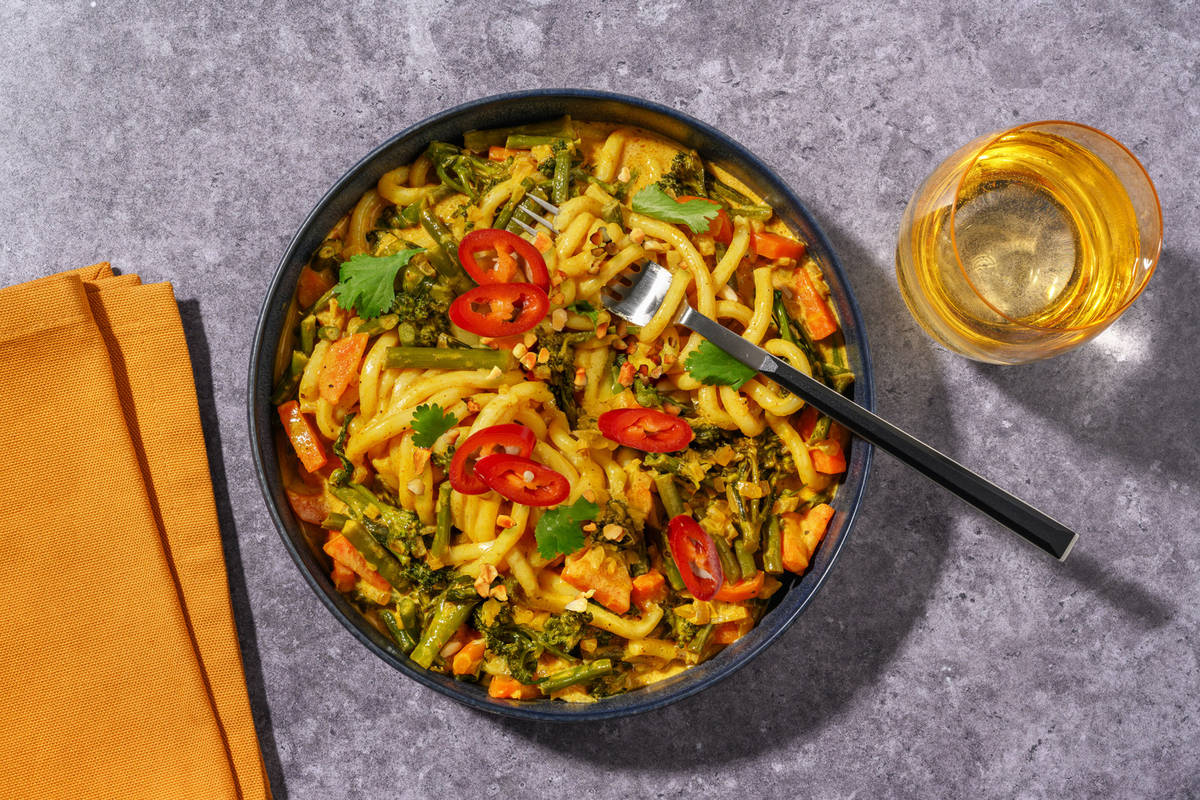 Golden Coconut Veggie Udon Noodles