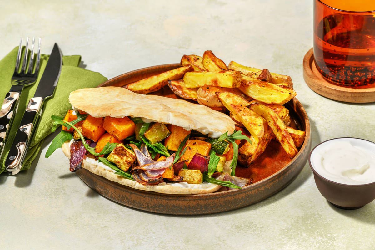 [Veggie/Cal Smart] Chermoula Roast Veggie Pita Pockets