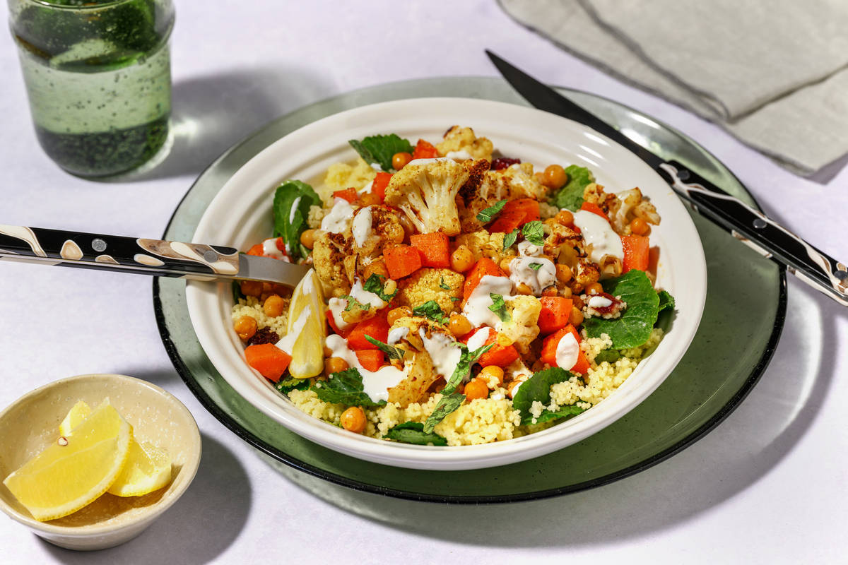 Double Chermoula Roast Chickpea & Cauliflower Bowl