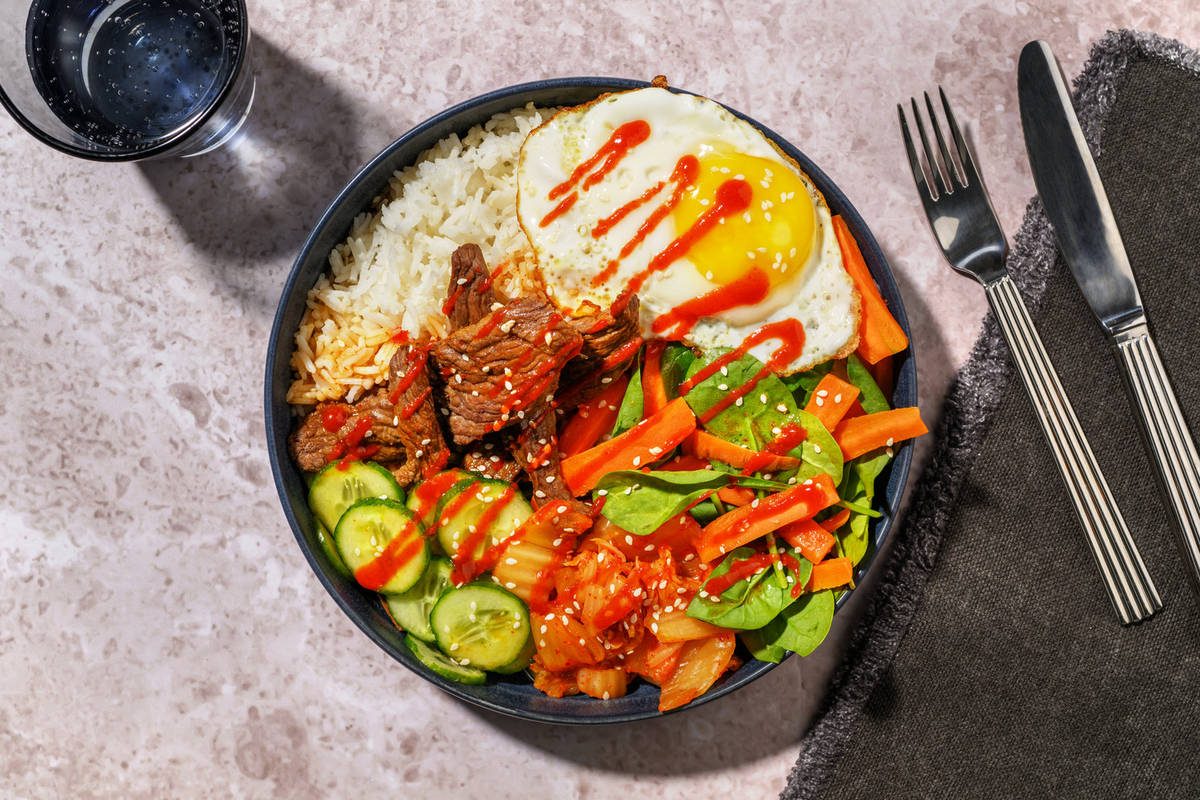 Quick Double Korean Beef & Kimchi Rice Bowl