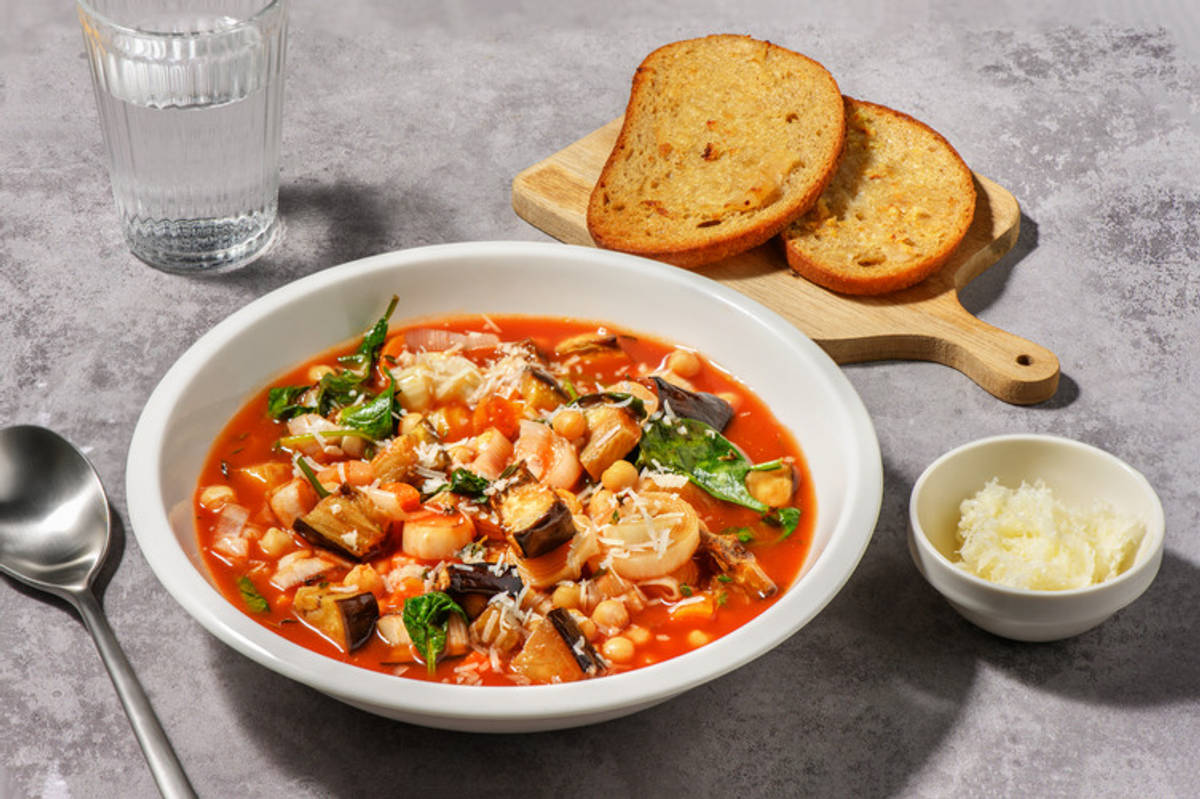 Homestyle Chicken, Chickpea & Roast Veggie Stew