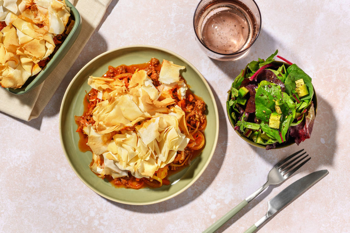 Cheesy Beef & Filo Pastry Pie