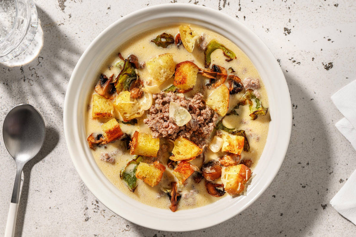 Carb Smart Philly Cheesesteak-Style Soup