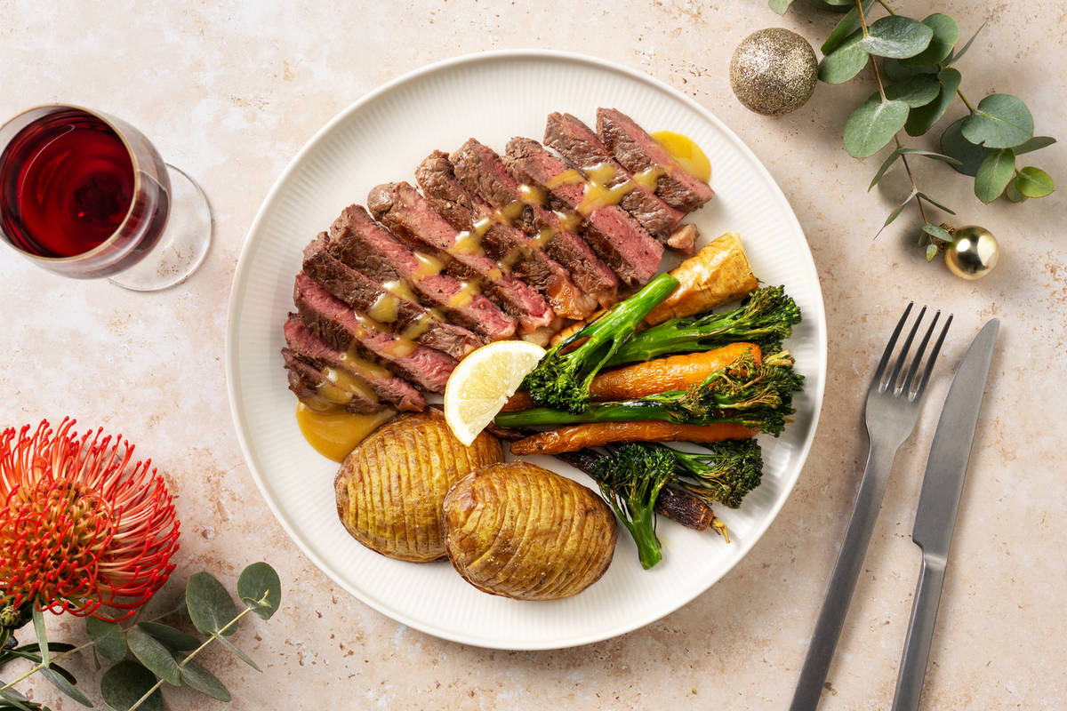Very Merry Beef Steak & Hasselback Potatoes