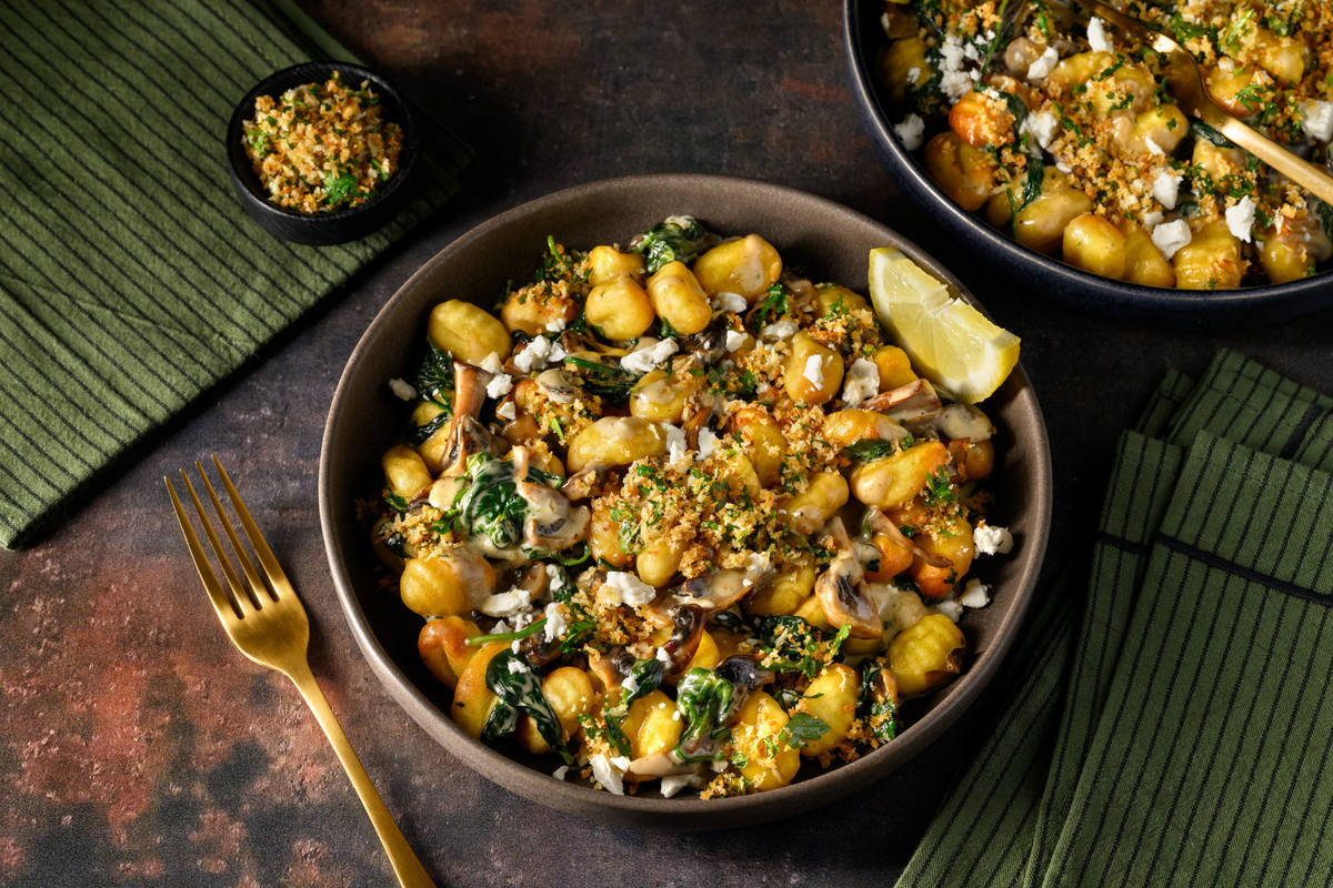 Creamy Mushroom Gnocchi & Herby Garlic Crumb