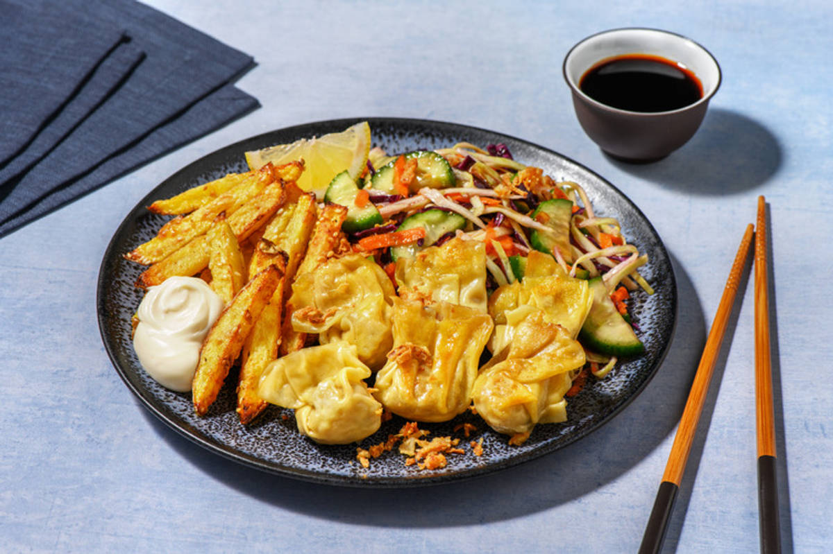 Double Prawn Potstickers & Sesame Fries