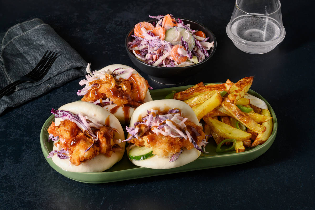 Prawn Katsu Bao Buns & Cabbage Salad