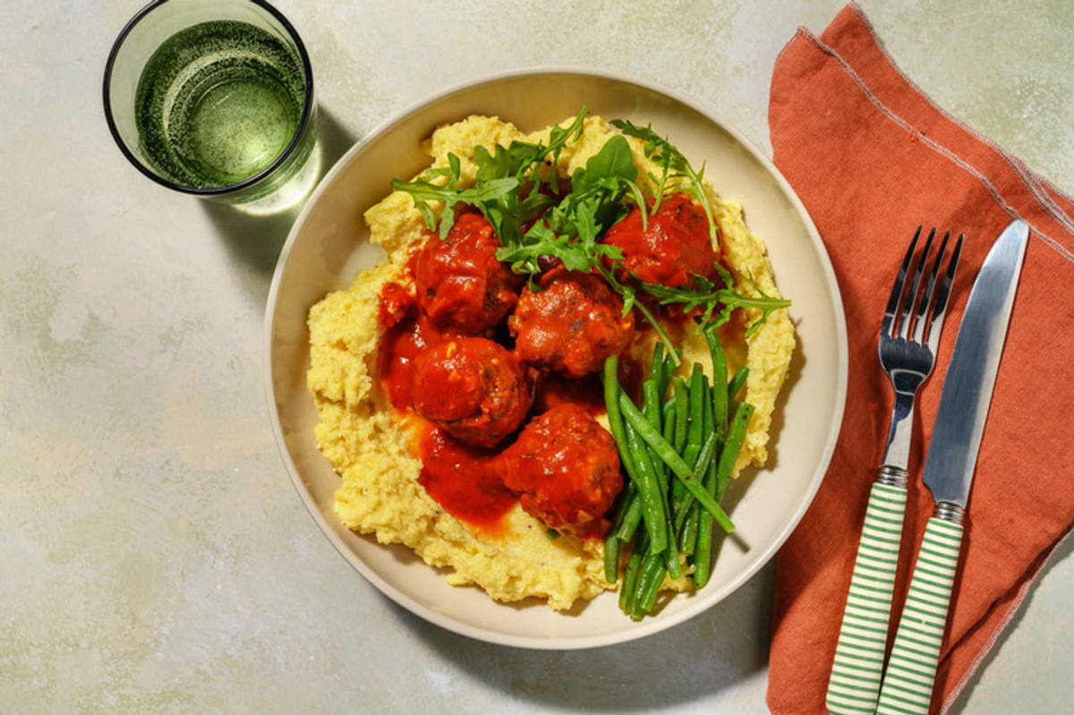 Italian Beef Meatballs & Parmesan Polenta 