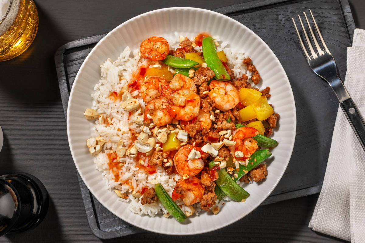 Caramelized Pork and Jumbo Shrimp Stir-Fry