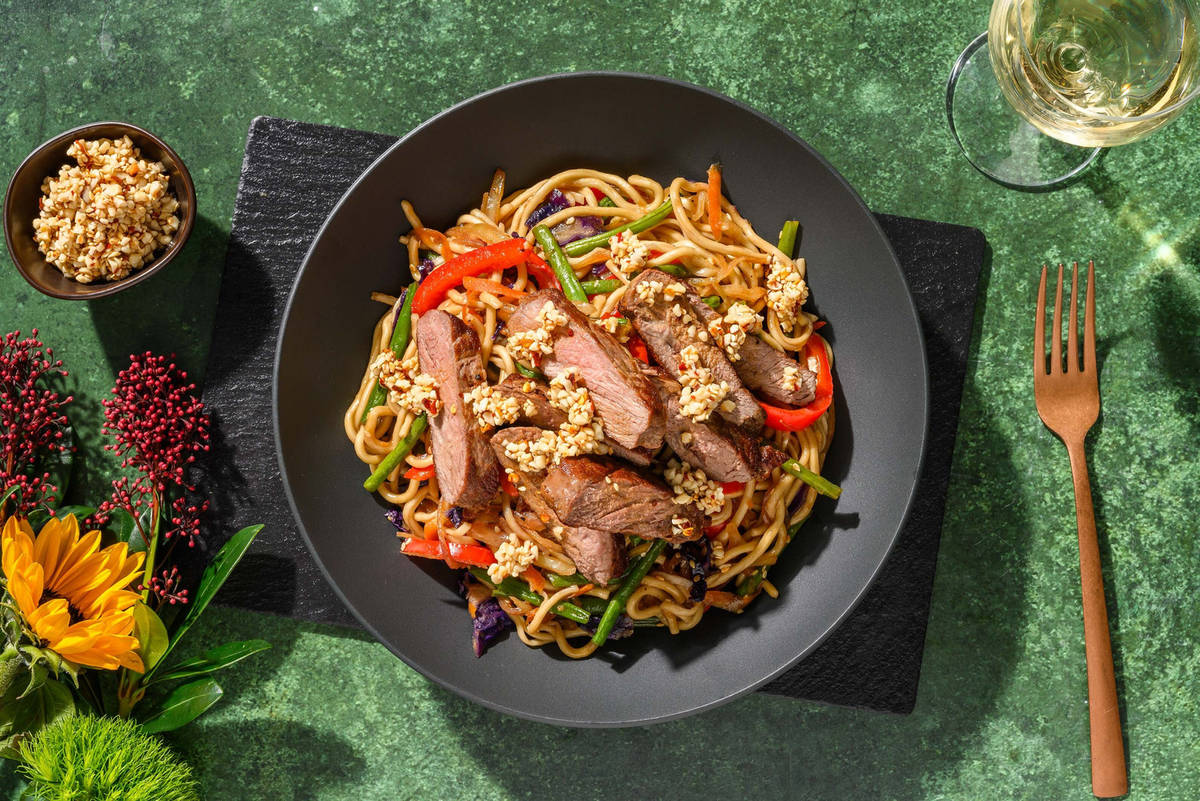 Umami Double Striploin Steak and Noodle Stir-Fry