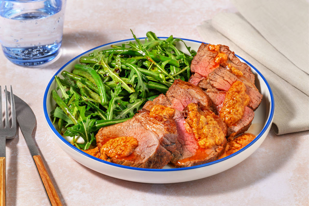 Double Roast Lamb Rump & Red Pesto