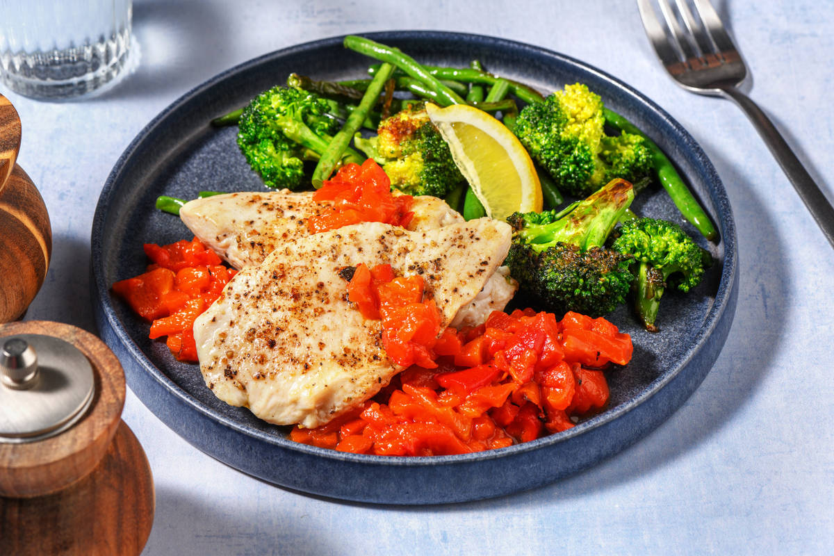 Seared Chicken, Halloumi & Smokey Capsicum Relish