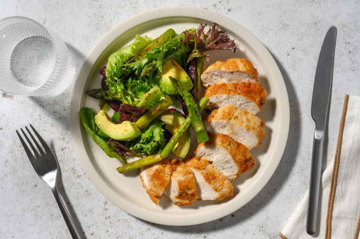 Speedy Seared Lemon Pepper Chicken & Halloumi