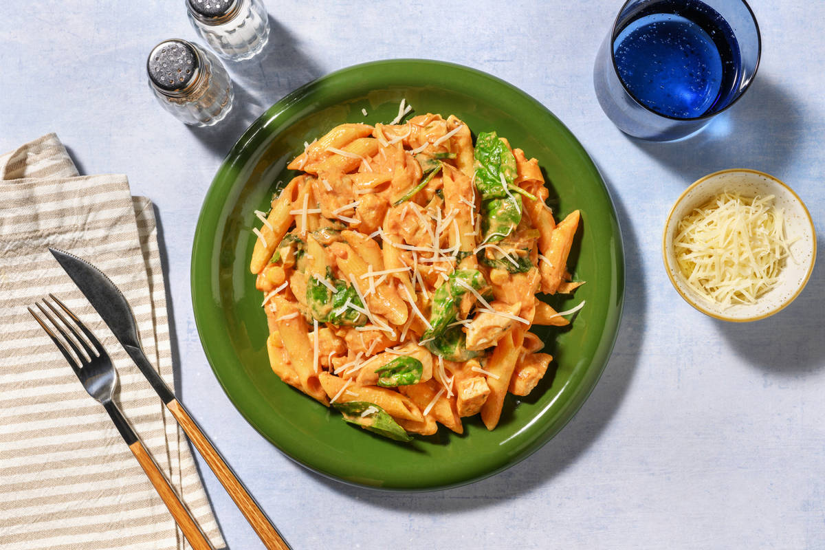 Easy Creamy Tomato & Double Chicken Penne