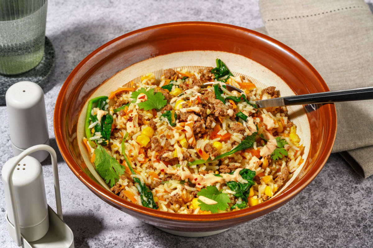 One-Pot Caribbean Beef & Veggie Rice