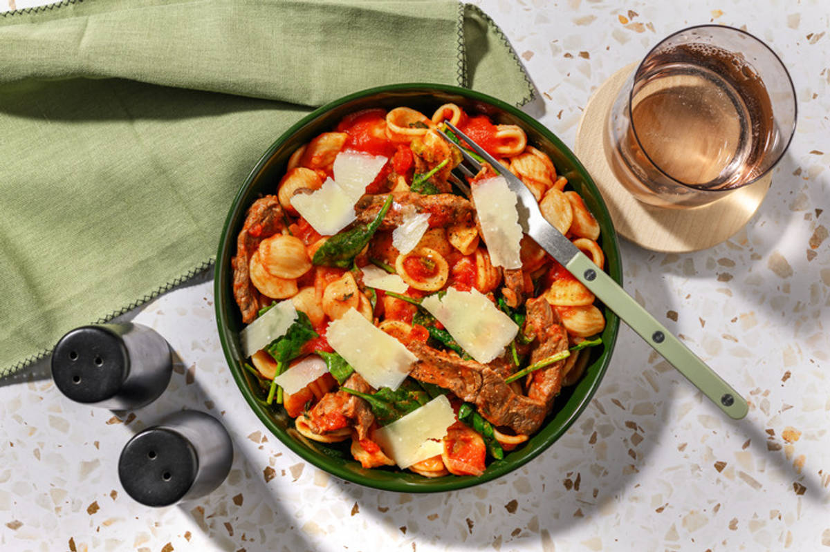 One-Pot Beef & Tomato Orecchiette