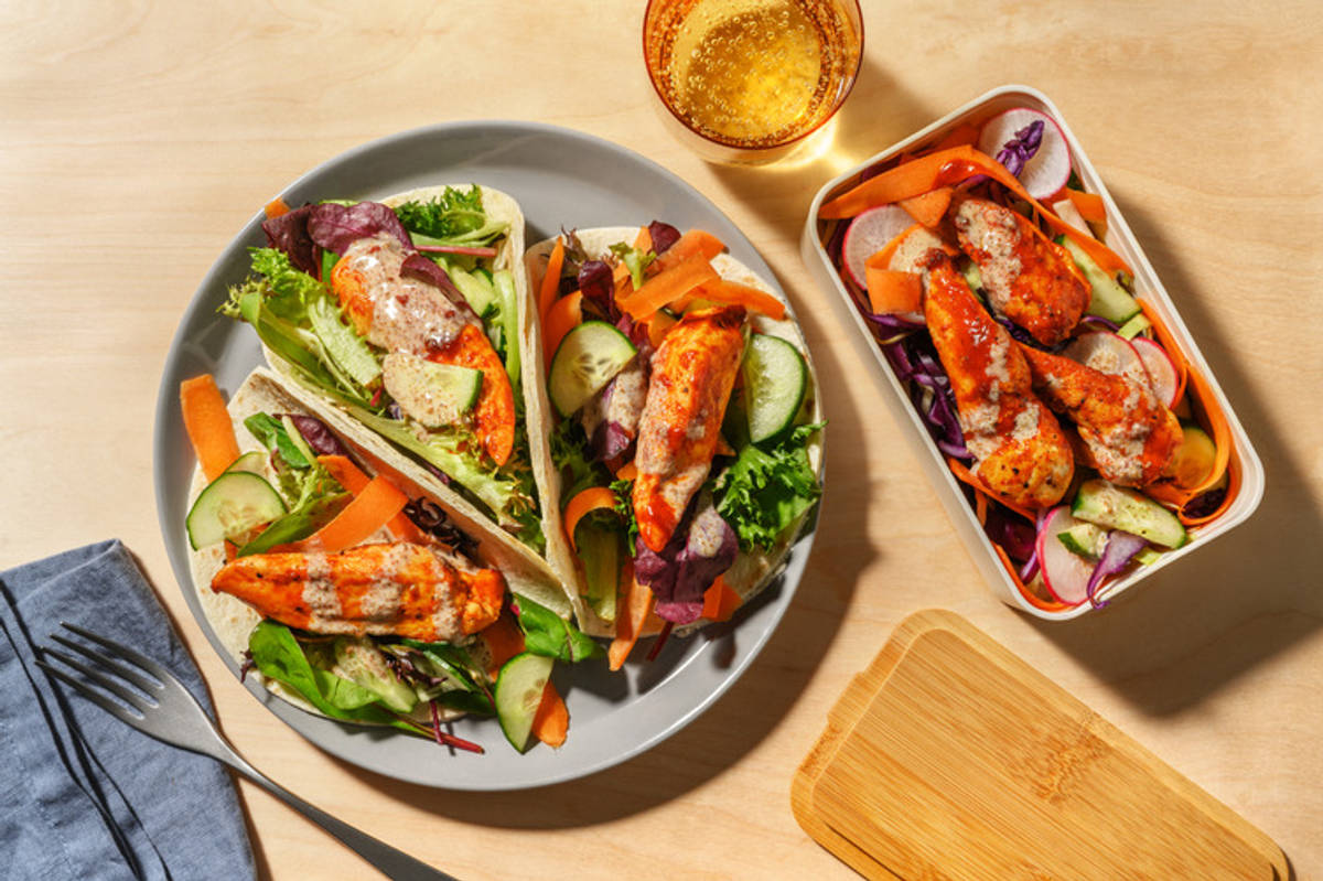 Sichuan Double Chicken & Ribbon Salad Tacos for Dinner