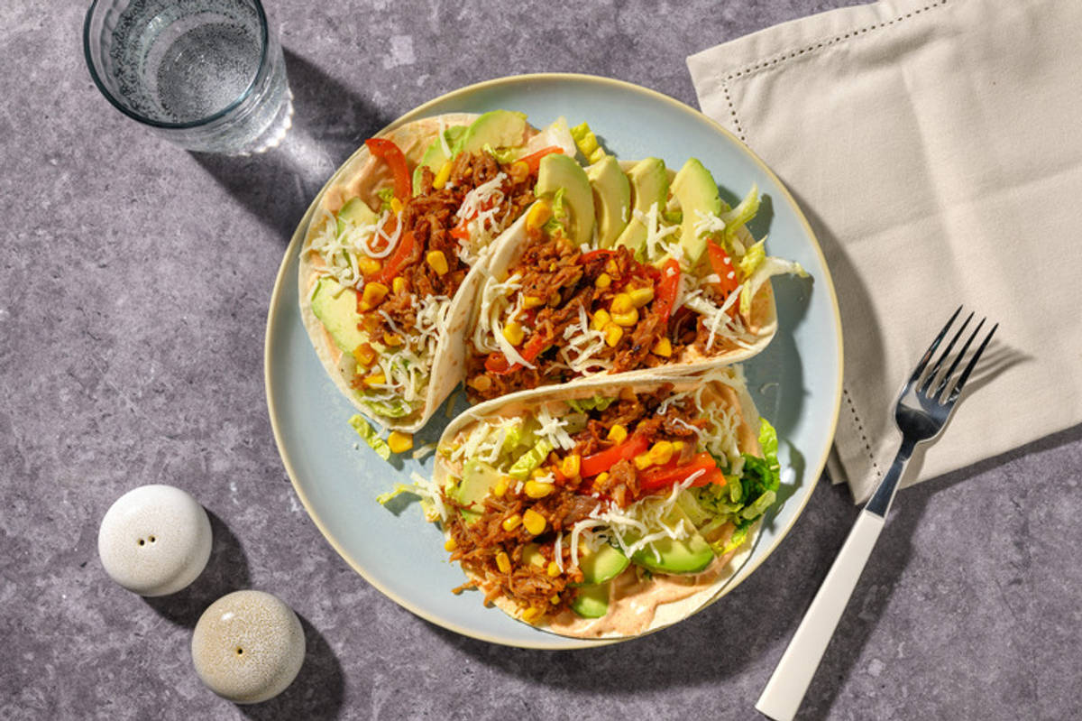 Superquick Double BBQ Pulled Pork & Avocado Tacos