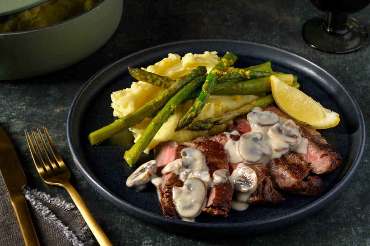 Peppercorn Steak & Creamy Mushroom Sauce