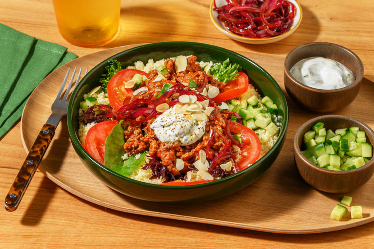 Greek-Style Halloumi, Venison & Beef Green Couscous