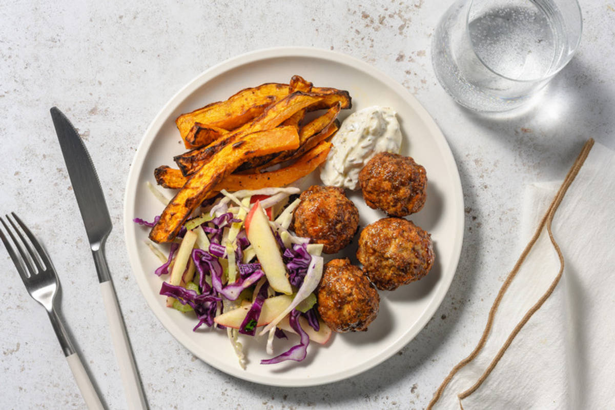 Spiced Beef Rissoles & Apple Slaw
