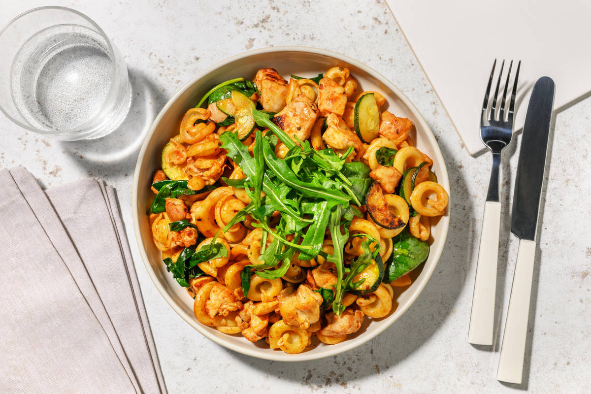 Kiwi Chicken, Prawn & Herby Courgette Pasta Bowl