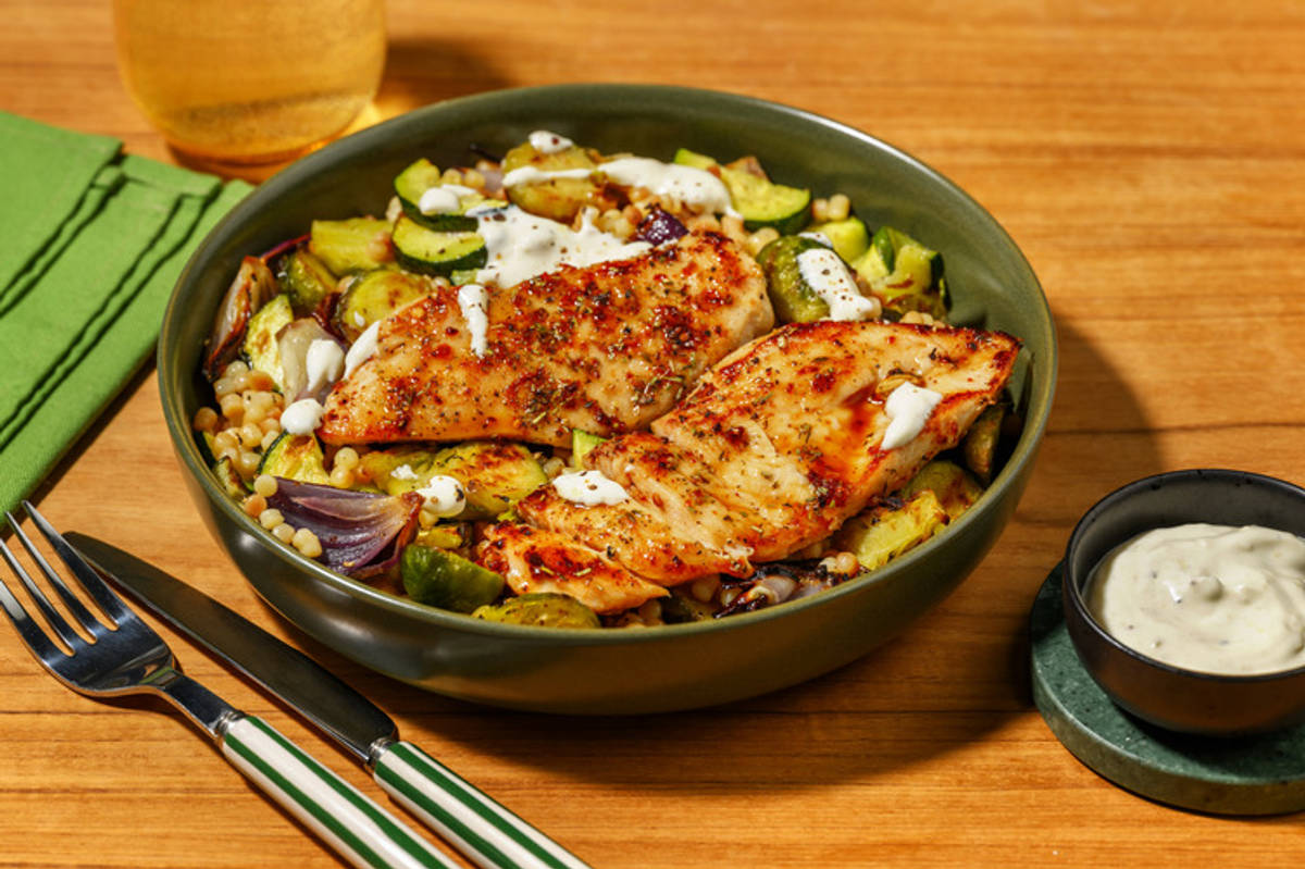 Sticky Mediterranean Chicken & Pearl Couscous